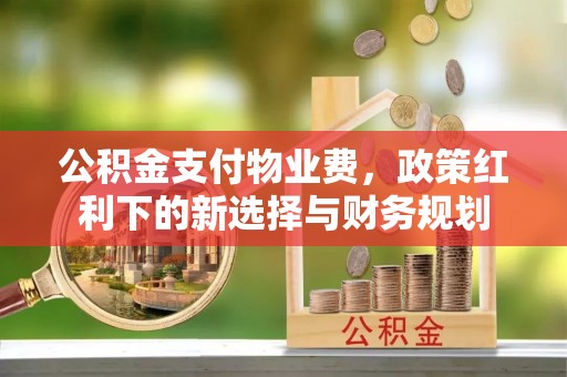 庆元公积金支付物业费，政策红利下的新选择与财务规划